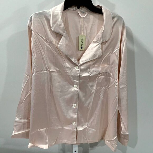 NWT!! Silky Pink 2 Piece Pajama Set with Sleep Mask Size XL - Picture 2 of 11